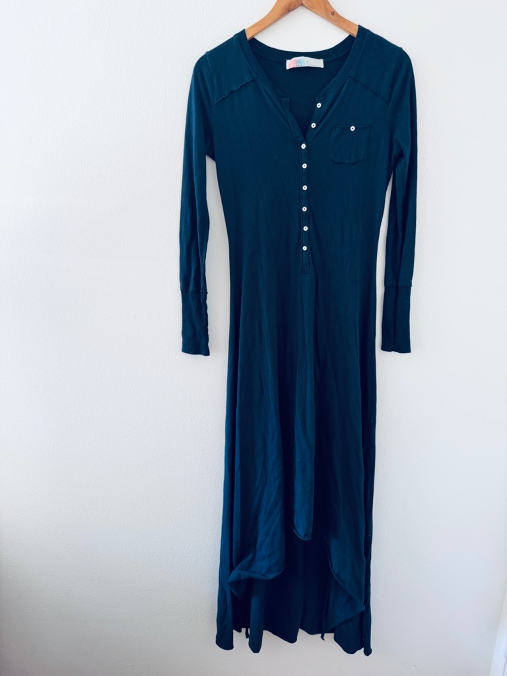 Free People Beach Legacy Henley Navy Blue Maxi Hi Low Dress - Picture 3 of 5